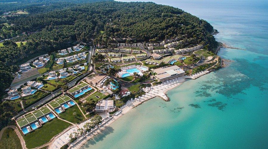 Sani Resort aerial view of Halkidiki peninsula Greece